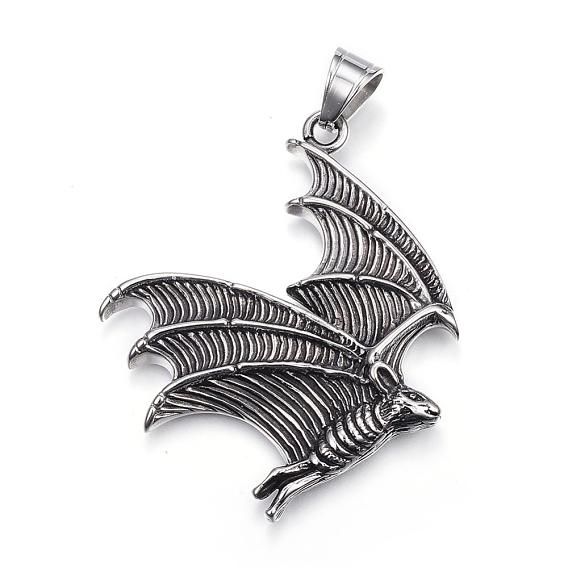 316 большие подвески из хирургической нержавеющей стали, летучая мышь