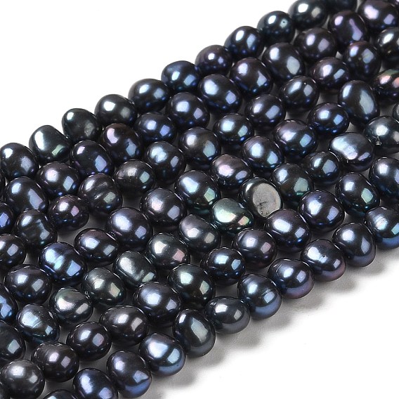 Нити из натурального культивированного пресноводного жемчуга, окрашенные, двух сторон полированной, класс 5