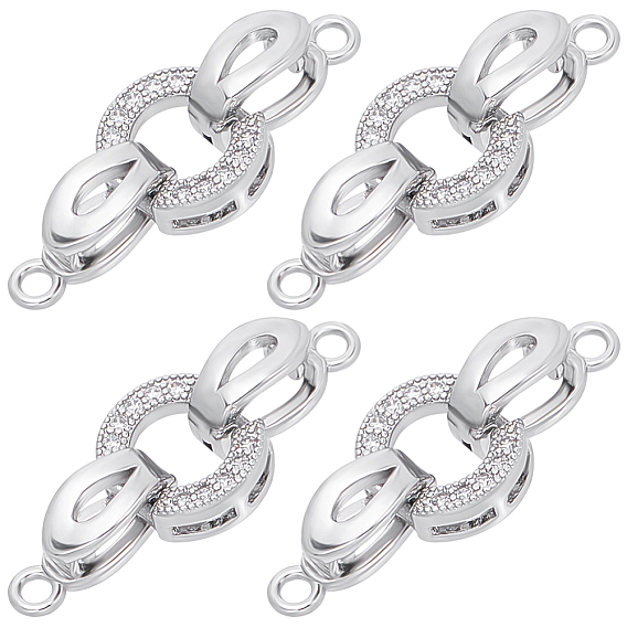 6шт. латунные микропаве прозрачные кубические цирконии складные застежки, овальные