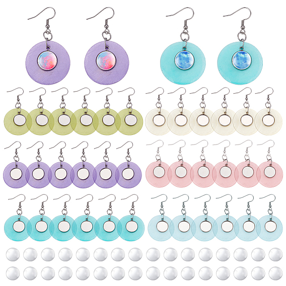 304 из нержавеющей стали серьга, с натуральной ракушкой 304 подвеска из нержавеющей стали и стеклянные кабошоны