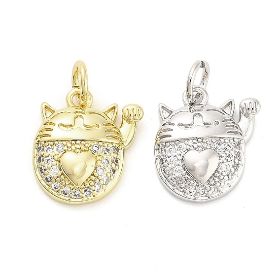 Латунные микро проложить кубического циркония подвески, подвески в форме кошки, долговечный, стойки покрытие, без свинца и без кадмия, ионное покрытие (ip), с целью перехода в кольце
