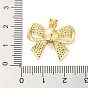 Brass Micro Pave Clear Cubic Zirconia Pendants, with Shell, Bowknot
