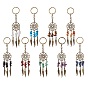 9шт. брелок из натурального камня, с фурнитурой сплавочной тибетского стиля, разноцветные