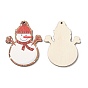 Single Face Christmas Printed Wood Big Pendants, Snowman Charms