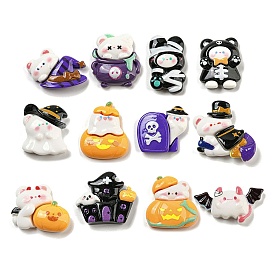 Hat/Caldron/Rabbit/Bear/Ghost/Pumpkin/Bat Halloween Theme Opaque Resin Decoden Cabochons