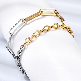Двухцветные 304 браслеты-цепочки из нержавеющей стали для женщин