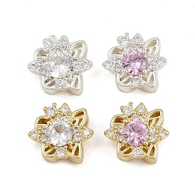 Многожильные звенья из латуни с паве из кубического циркония, долговечный, цветок