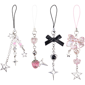 4 шт. 4 стили акриловые мобильные ремни, звезда-бабочка