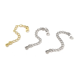 Rack Plating Brass Curb Chain Extender, End Chains with Teardrop Drop