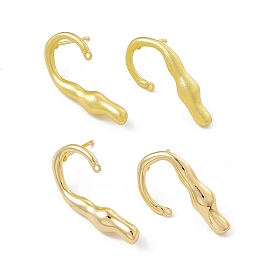 Brass Stud Earrings, with Horizontal Loops, Twist Candy Cane