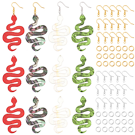 Pandahall elite kit de fabrication de boucles d'oreilles serpent grosse goutte diy, y compris pendentif en acrylique, crochets et anneaux de saut en laiton