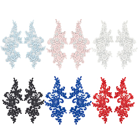 6пары 6цвета цветок органза полиэстер вышивка орнамент аксессуары, нашивка с кружевной аппликацией, швейные украшения