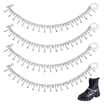 4 Cadenas para correas de botas con borlas de diamantes de imitación de hierro, con broches de langosta de la aleación de la garra