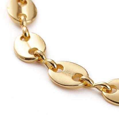 Brass Coffee Bean Chain Bracelets, with 304 Stainless Steel Lobster Claw Clasps