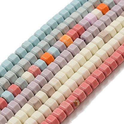 Природный агат бисер нитей, окрашенная и подогревом, граненый (18 граней), шестиугольник