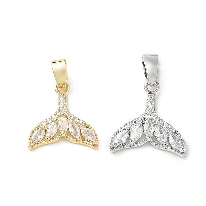 Латунные микропаве прозрачные подвески с фианитом, долговечный, прелести рыбий хвост