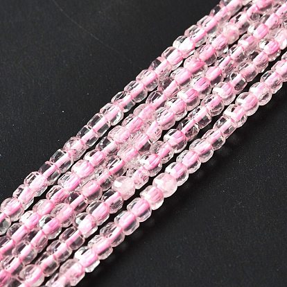 Natural Rose Quzrtz Beads Strands, Faceted, Cube