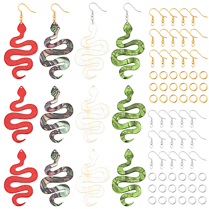DIY Snake Big Drop Earring Making Kit, Including Acrylic Pendant, Brass Earring Hooks & Jump Rings