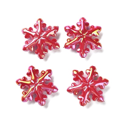 Непрозрачные акриловые бусины с УФ-покрытием, радужный, снежинка