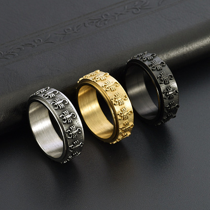 304 Вращающиеся кольца для пальцев из нержавеющей стали для мужчин, скорпион, Кольцо-спиннер для успокоения беспокойства, медитации