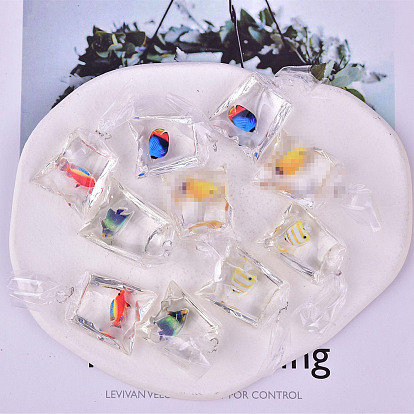 3D Printed Resin Pendants, Fish, with Platinum Iron Jump Ring