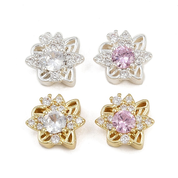 Многожильные звенья из латуни с паве из кубического циркония, долговечный, цветок