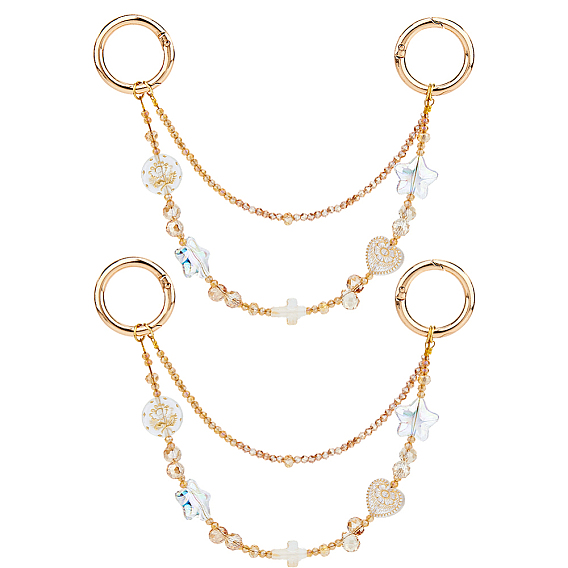 2шт. акриловые и стеклянные бусины мобильные ремни, с пружинным кольцом из сплава