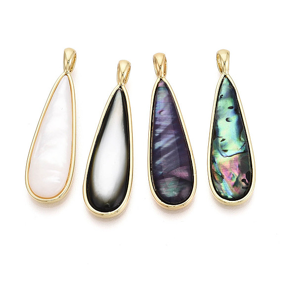 Природные подвески оболочки, слезинки, с латунной, золотые