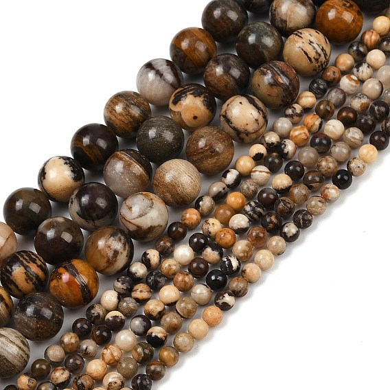 Природные зебры яшмы бисер нитей, круглые
