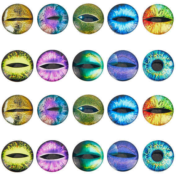 20 шт. 10 стили светящиеся самоклеящиеся стеклянные глаза-кабошоны, светится в темноте, аксессуары для изготовления кукол, купол / полукруглый