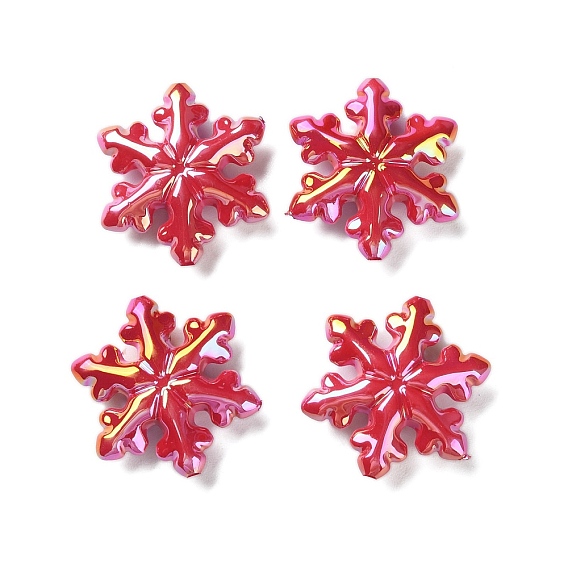 Непрозрачные акриловые бусины с УФ-покрытием, радужный, снежинка