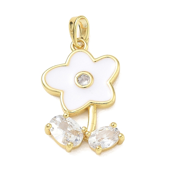 Pendentifs strass en laiton, charmes de fleurs