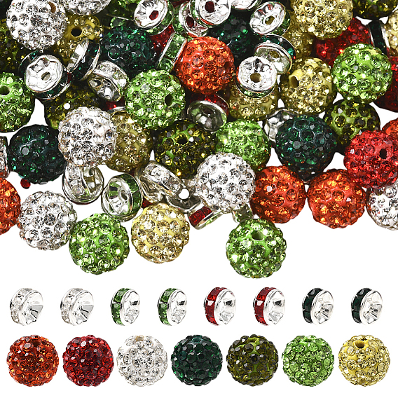 Рождественская тема 84 шт 7 цвета ручная работа полимерная глина стразы круглые бусины, с 60шт. 4цветами латунные бусины-рондель со стразами класса А
