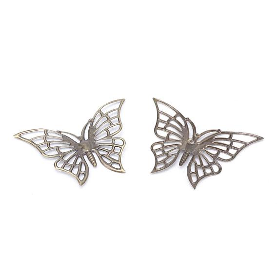 Iron Pendants, Etched Metal Embellishments, Butterfly