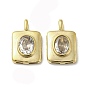 304 Stainless Steel Pendants, with Crystal Rhinestone, Rectangle Charms