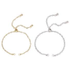 2Pcs 2 Colors 304 Stainless Steel Textured Cable Chain Slider Bracelet Making