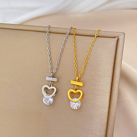 Minimalist Gold Necklace for Women, Heart-shaped Zirconia Pendant - Elegant and Stylish