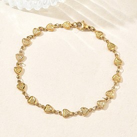 Женские 304 браслеты из нержавеющей стали с цепочками в форме сердца, ионное покрытие (ip)