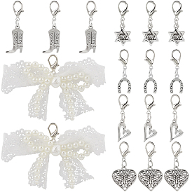 17 шт. 6 стили сплава для обуви Martin Boots подвески, с карабин-лобстерами 