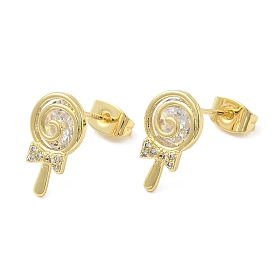 Cubic Zirconia Lollipop Stud Earrings, Brass Earrings for Women