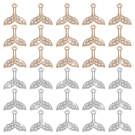 40шт 2 цветной сплав подвески со стразами, рыбий хвост