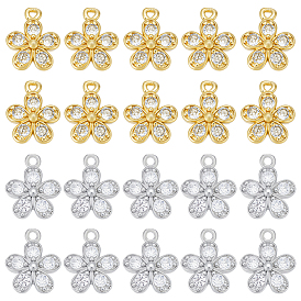 20 шт. 2 цвета латуни с подвесками из кубического циркония, цветок