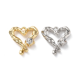 Rack Plating Alloy Rhinestoned Pendants, Heart Charms