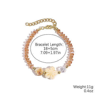 Браслеты из стеклянных и фарфоровых бусин для женщин, со сплавом и стразами, золотые