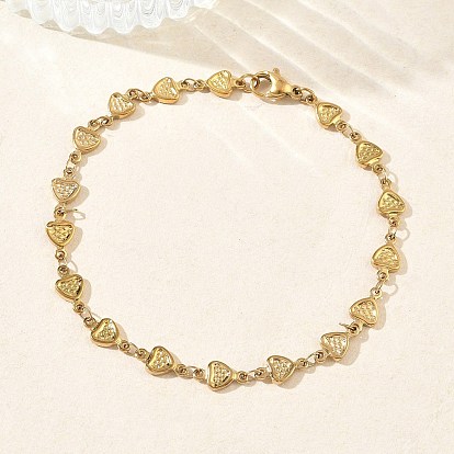 Женские 304 браслеты из нержавеющей стали с цепочками в форме сердца, ионное покрытие (ip)