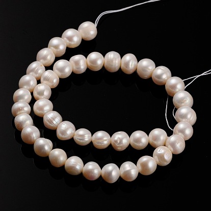 Natural Cultured Freshwater Pearl Beads Strands, Round, 10~11mm, Hole: 0.8mm, about 40pcs/strand, 14.76 inch