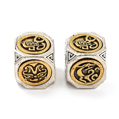 Tibetan Style Alloy European Beads, Large Hole Beads, Cube, Religion