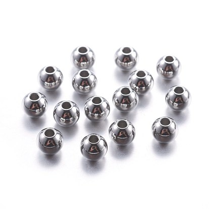304 Stainless Steel Beads, Smooth, Round