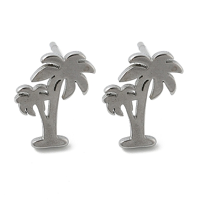 Серьги-гвоздики унисекс 304 из нержавеющей стали, кокосовая пальма