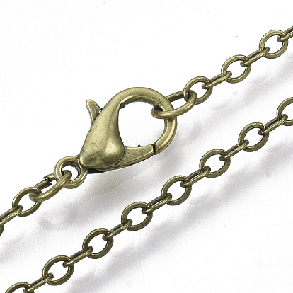 Brass Cable Chains Necklace Making, with Lobster Claw Clasps